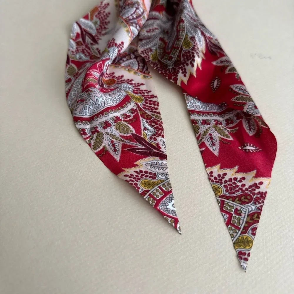 Red Paisley Scarf Scrunchie K58